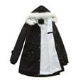 thumbnail image 1 of Lovskoo Women's Winter Coat Warm Parka Jacket Anoraks Hooded Fleeced Lined Faux Fur Comfy Stylish Long Sleeve Casual Long Outerwear Black, 1 of 8
