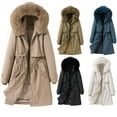 thumbnail image 1 of Lovskoo 2024 Women's Winter Coats Fleece Parkas Anoraks Hooded Thick Warm Comfy Stylish Stitching Detachable Long Sleeve Outerwear Casual Long Cardigan Jacket Black, 1 of 5