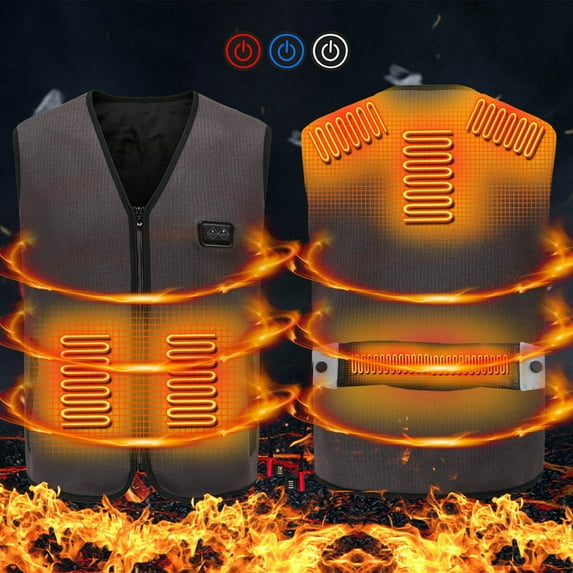 Lovskoo 2024 Women's and Men's Heated Jacket Vest Sleeveless Unisex Winter 6 Heating Zones Usb Electric Heating Vest Coat Quilted Jacket Coffee