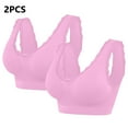 thumbnail image 1 of Lovskoo 2Pc Women's Sports Bra Lace Cami Bra Wireless Tank Top Bra Comfortable Everyday Bras For Women Leisure Pink, 1 of 7