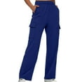 thumbnail image 1 of Gpaecead 2024 Womens Cargo Pants Wide Leg Baggy High Cut Pull On Elastic Waist Stretch Loose Pants with Pocket 90S Outfit Blue, 1 of 8