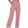 thumbnail image 1 of Gpaecead 2024 Womens Cargo Pants Wide Leg Baggy High Cut Pull On Elastic Waist Stretch Loose Pants with Pocket 90S Outfit Pink, 1 of 8