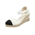 thumbnail image 1 of Lovskoo 2024 Womens Espadrilles Wedge Sandals Platform Closed Toe Ankle Buckle Strap Lace Up Summer Shoes White, 1 of 8