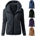 thumbnail image 1 of Lovskoo 2024 Womens Full Zip Up Hoodie Fuzzy Fleece Jacket Hooded Outerwear Coat Winter Thick Warm Fluffy Coat Outwear Green, 1 of 3