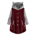 thumbnail image 1 of Lovskoo 2024 Womens Full Zip Up Hoodie Fuzzy Fleece Jacket Plus Size Button Fluffy Pullover Tops Long Sleeve Hooded Blouse Coat Claret, 1 of 5