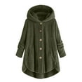 thumbnail image 1 of Lovskoo 2024 Womens Full Zip Up Hoodie Fuzzy Fleece Jacket Plus Size Button Plush Tops Hooded Loose Cardigan Fluffy Coat Winter Jacket Olive Green, 1 of 7