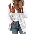 thumbnail image 1 of Lovskoo 2024 Womens Fuzzy Fleece Vest Cozy Sleeveless Winter Warm Vests with Pocket Zip Up Hooded Waistcoat Outerwear Brown, 1 of 6