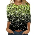 thumbnail image 1 of Lovskoo 2024 Womens Long Sleeve Tops 3/4 Sleeves Round Neck Casual Shirts Pullover Loose Tunic Tops Print Blouse Mint Green, 1 of 6