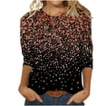 thumbnail image 1 of Lovskoo 2024 Womens Long Sleeve Tops 3/4 Sleeves Round Neck Casual Shirts Pullover Loose Tunic Tops Print Blouse Red, 1 of 6