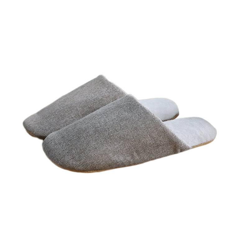 Lovskoo 2024 Womens Mute Lightweight Cotton Slippers Indoor Slip On Summer  House Shoes Flats Breathable Lightweight Washable Non-Slip Rubber Soles  Gray 