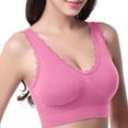 thumbnail image 1 of Lovskoo Women's Bra Lace Trim Casual Sports Tank Top Bra Comfortable Wireless Everyday Bra Hot Pink, 1 of 5