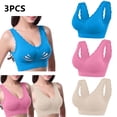 thumbnail image 1 of Lovskoo 3Pc Women's Sports Bra Lace Cami Bra Wireless Tank Top Bra Comfortable Everyday Bras For Women Leisure Hot Pink, 1 of 9