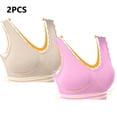 thumbnail image 1 of Lovskoo 2Pc Women's Sports Bra Lace Cami Bra Wireless Tank Top Bra Comfortable Everyday Bras For Women Leisure Beige, 1 of 9
