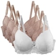thumbnail image 1 of Lovskoo 4Pack Bra For Women Seamless Lace Sports Comfortable Breathable Everyday Underwear Women's Bras 3 Beige +1 White, 1 of 6