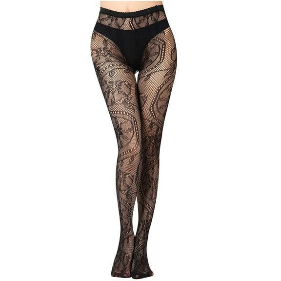 Lovskoo 2024 Womens Plus Size High Waist Tights Fishnet Stockings Mesh Sheer Leggings Fishnet Net Pantyhose Stockings Tights Black