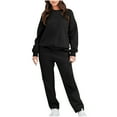 thumbnail image 1 of Lovskoo 2024 Womens Sets 2 Piece Outfits Crewneck Sweatshirt Long Sleeve Casual Crew Neck Pullover Pants Tracksuit Suit Black, 1 of 8
