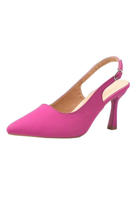 2024 Womens Slingback Pointed Toe Stiletto Pumps Slip-On High Heels Office Lady Sandals Party Prom Dress Shoes Hot Pink