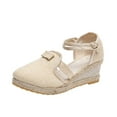 thumbnail image 1 of Lovskoo 2024 Womens Summer Espadrilles Wedge Sandals Platform Closed Toe Ankle Buckle Strap Lace Up Shoes Beige, 1 of 9