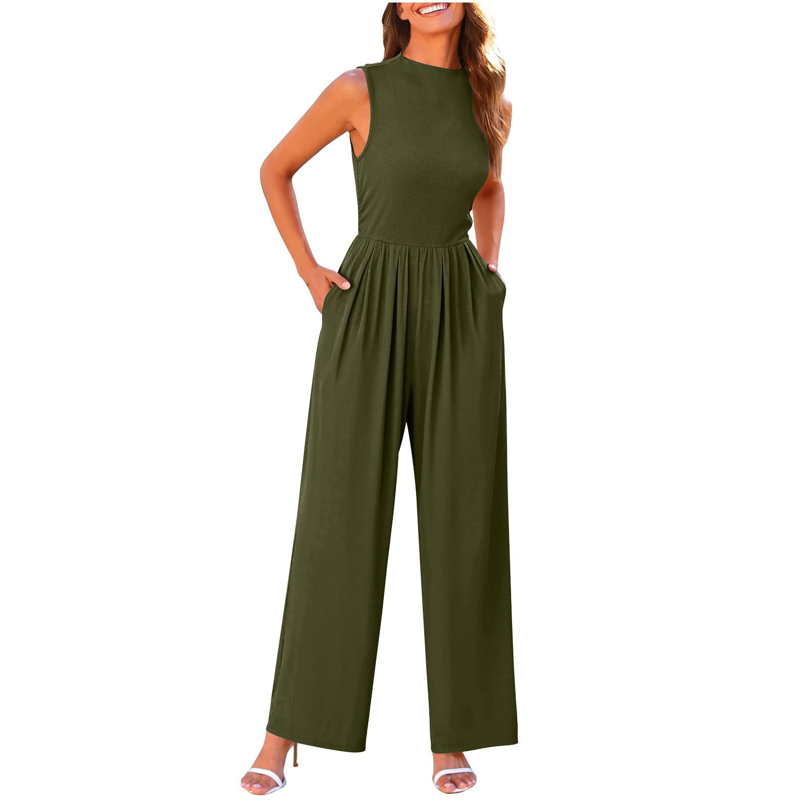 Olive green pants romper sale