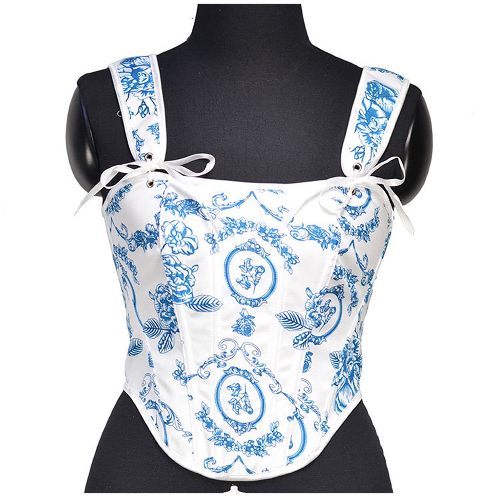 Lovskoo 2024 Womens Vintage 1920S Renaissance Corset Tops Lace Trim