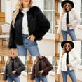 thumbnail image 1 of Lovskoo 2024 Womens Winter Coats Cropped Faux Fur Jacket Thick Warm Long Sleeve Open Front Cardigan Ladies Faux Furry Long Coat Jacket Solid Outerwear Black, 1 of 9