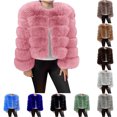 thumbnail image 1 of Lovskoo 2024 Womens Winter Coats Cropped Faux Fur Jacket Thick Warm Open Front Solid Color Long Sleeve Coat Light Blue, 1 of 5