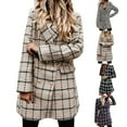 thumbnail image 1 of Lovskoo 2024 Womens Winter Coats Double Breasted Pea Coat Long Sleeve Top Stand Collar Cardigan Printed Jacket Trench Coat Overcoat Khaki, 1 of 4