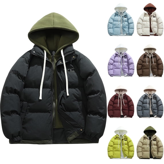 Lovskoo 2024 Womens Winter Coats Hooded Quilted Jacket Long Sleeve Solid Stand-Up Collar Cardigan Jacket Outerwear Padded Coat Purple