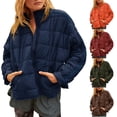 thumbnail image 1 of Lovskoo 2024 Womens Winter Coats Quilted Jacket Ladies Solid Color Zipper Stand Collar Long Sleeve Casual Padded Jacket Orange, 1 of 9
