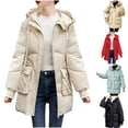 thumbnail image 1 of Lovskoo 2024 Womens Winter Coats Quilted Jacket Long Sleeve Cotton Padded Jacket with Hood Thick Plush Warm Outerwear Coat Red, 1 of 6