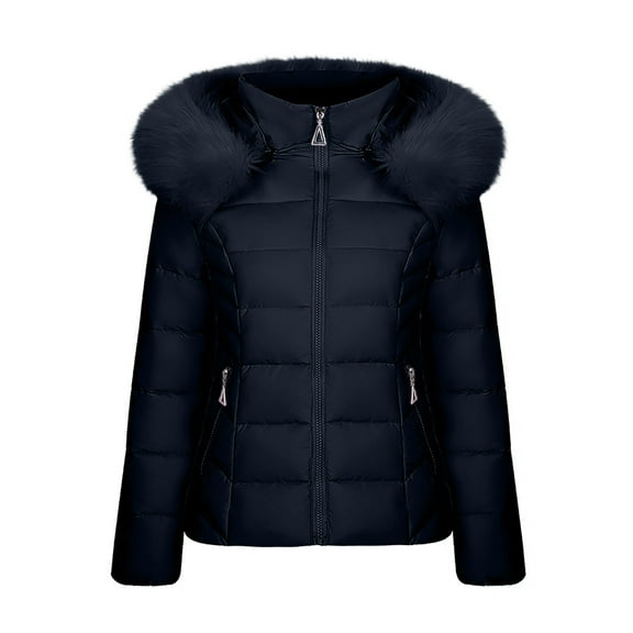 Lovskoo 2024 Womens Winter Coats Quilted Jacket Long Sleeve Cotton Padded Jacket with Hood Thick Warm Fleece Outerwear Black