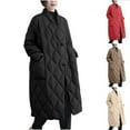 thumbnail image 1 of Lovskoo 2024 Womens Winter Coats Quilted Jacket Long Sleeve Large Loose Stand Collar Solid Medium Long Pocket Lightweight Cotton Padded Coat Khaki, 1 of 8
