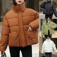 thumbnail image 1 of Lovskoo 2024 Womens Winter Coats Stand Collar Quilted Jacket Long Sleeve Overcomes Cotton Padded Coat Outerwear Green, 1 of 9