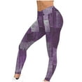 thumbnail image 1 of Lovskoo 2024 Yoga Leggings for Women Faux Denim Printed Tight Leggings Elastic High Waisted Yoga Pants Sport Workout Running Leggings Purple S, 1 of 6