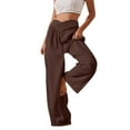 thumbnail image 1 of Lovskoo 2024 Yoga Pants Women Solid Color Comfortable Lounge Pants Casual Wide Leg Sports Pants Long Pants Coffee M, 1 of 8