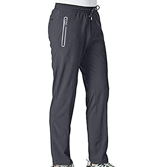 Lovskoo 2024 Yoga Pants Women Solid Color Ice Silk Quick Drying Elastic Waist Trendy Pocket Zipper Casual Sports Sweatpants Trouser Gray M