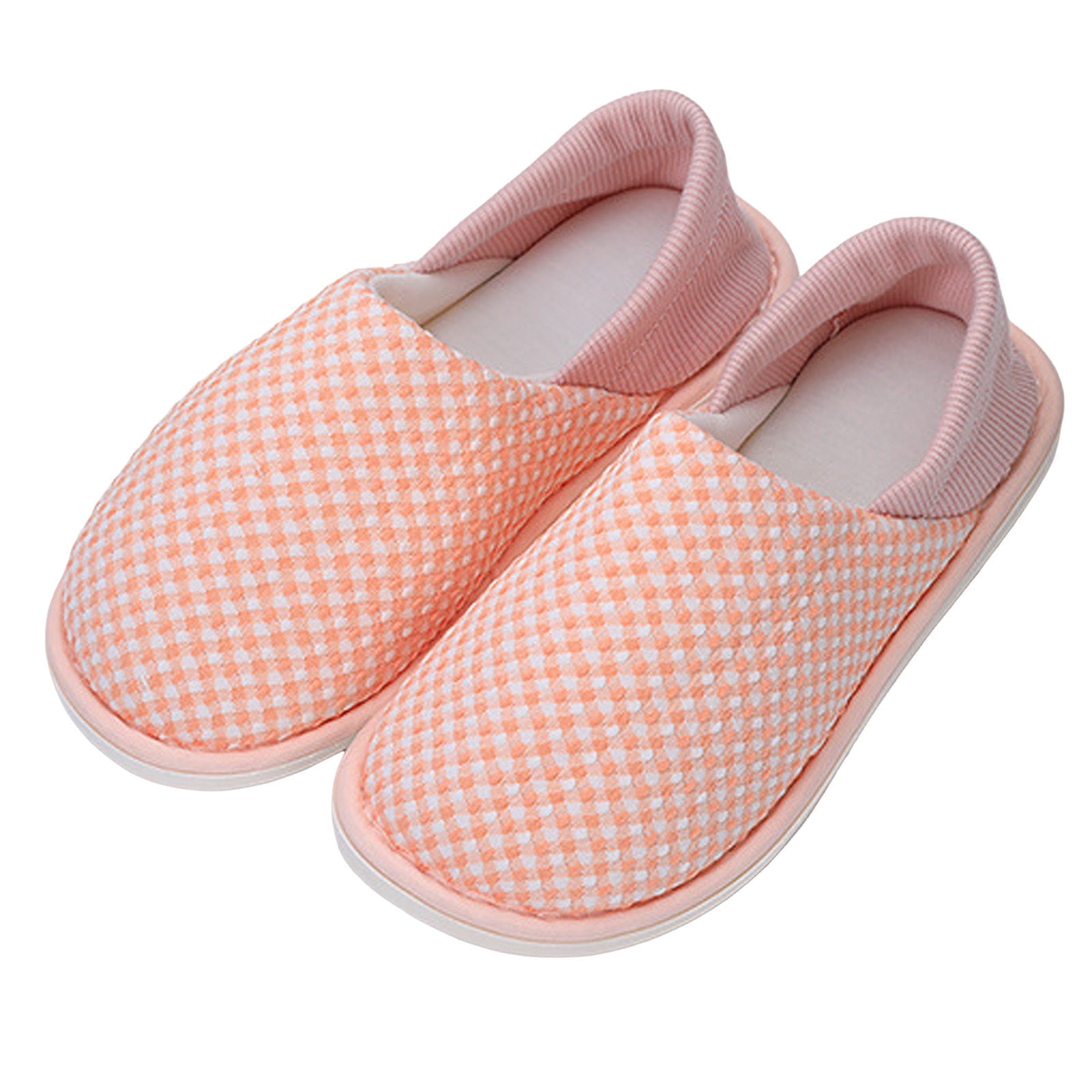 Lovskoo 2024 womens Indoor Memory Foam Cotton Scuff Slippers Slip On Summer  House Shoes Flats Breathable Washable Non-Slip Rubber Soles Pink 