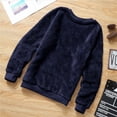 thumbnail image 1 of Lovskoo 2025 Womens fuzzy Fleece Sweatshirts solid color long sleeve crewenck fall Winter Clothes Navy, 1 of 9