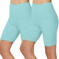 thumbnail image 1 of Lovskoo 2Pc Biker Shorts for Women Trendy Solid Color Yoga Sport High Waisted Workout Spandex Shorts Blue, 1 of 9