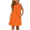 thumbnail image 1 of Zwiiyzr 3-14Y Girls Dress Casual Ruffle Sleeveless A Line Summer Dresses with Pockets Orange, 1 of 5