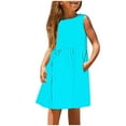 thumbnail image 1 of Zwiiyzr 3-14Y Girls Dress Casual Ruffle Sleeveless A Line Summer Dresses with Pockets Sky Blue, 1 of 5