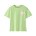 thumbnail image 1 of Zwiiyzr 3-14Y Toddler Baby Boys Girl Summer Shirts Comfortable Solid Color Print Round Neck Short Sleeve Cotton T-Shirt Top Green, 1 of 5