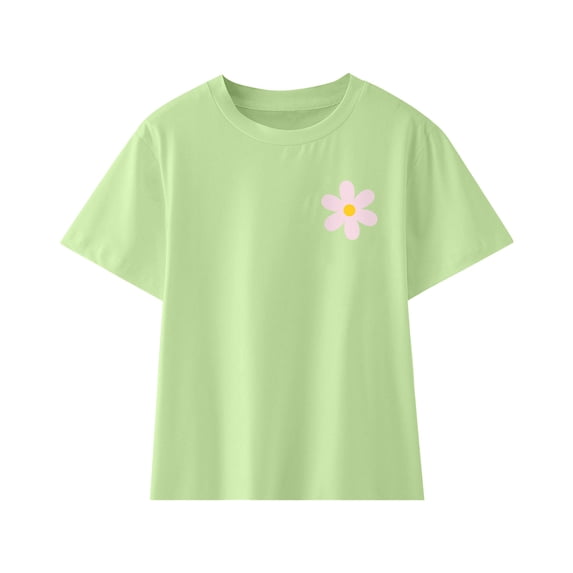 Zwiiyzr 3-14Y Toddler Baby Boys Girl Summer Shirts Comfortable Solid Color Print Round Neck Short Sleeve Cotton T-Shirt Top Green