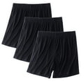 thumbnail image 1 of Lovskoo 3 Pack Womens Shorts Ultra-Soft Comfy Stretch Pajama Lounge Shorts Solid Color Elastic Waist Elegant Sleepwear(Available In Plus Size) Black, 1 of 3