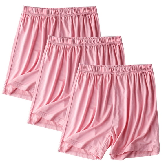 Lovskoo 3 Pack Womens Shorts Ultra-Soft Comfy Stretch Pajama Lounge Shorts Solid Color Elastic Waist Elegant Sleepwear(Available In Plus Size) Pink