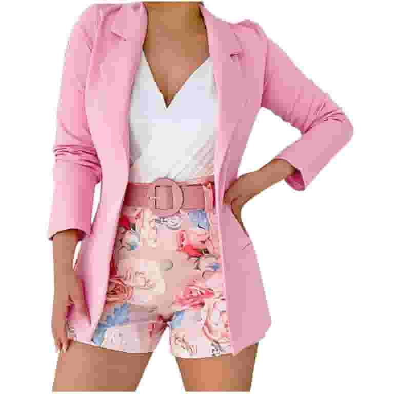 Gpaecead Piece Blazer Sets for Women Open Front Button Blazer
