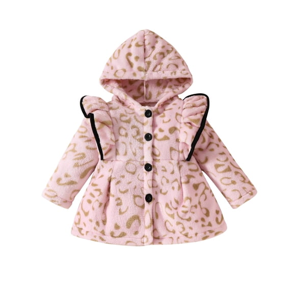 Zwiiyzr 3M-2T Girls Fleece Jacket Hoodie Kids Winter Sherpa Coat Cute Full-Zip Spring Fall Outerwear Coat Pink