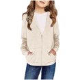 thumbnail image 1 of Lovskoo 4-12Years Kids Boys Girls Toddlers Hoodie Outwear Long Sleeve Sweatshirt Zipper Pullover Casual Pocket Top Teen Girl Clothes Coat Beige, 1 of 5
