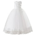 thumbnail image 1 of Zwiiyzr 5-16Y Girls Spaghetti Strap Tulle Dress Sleeveless Long A Line Wedding Pageant Dresses Princess Wedding Ball Gown White, 1 of 3