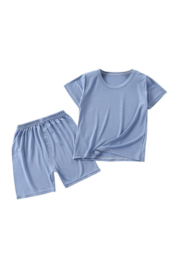 6M-7Y Baby Boys Girls Pajama Sets Toddler Soft Comfy Round Neck Short Sleeve and Shorts Sleepwear Jammies 2Pcs Pjs Blue